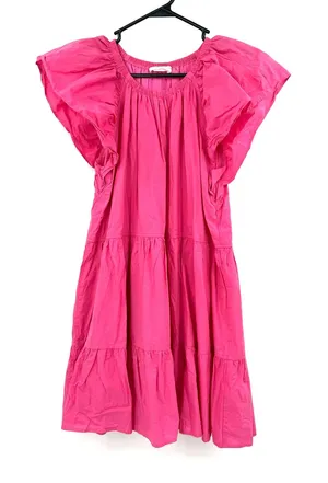 Talulah Size Large Short Sleeve Mini Dress Pink Tiered Skirt 100% Cotton‎ thumbnail 1