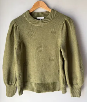 Madewell Eaton Merino Wool Cotton Sweater Green Moss thumbnail 1