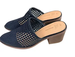 Time and Tru Black Woven Mule Heels thumbnail 1
