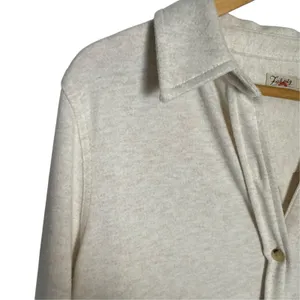 Faherty Legend White Oatmeal Long Sleeve Button Up Sweater Shirt Mini Dress M thumbnail 7