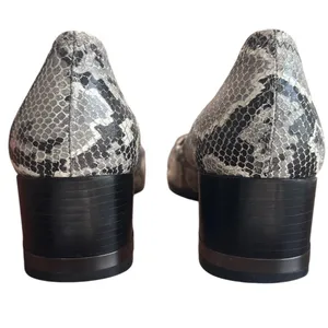 Tory Burch Claire Snake Embossed Python Block Heel Pumps Gray Black 8.5 thumbnail 5
