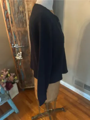 Old Navy Black Crewneck Long Sleeve Waffle Henley Tee | Size Medium thumbnail 2