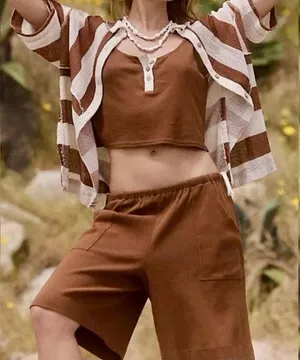 NWOT FREE PEOPLE FP BEACH Matching Bermuda And Cropped Top Matching Set Small thumbnail 1