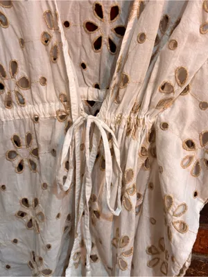 Surf Gypsy womens floral eyelet lace swim cover-up dress tunic cream M thumbnail 4