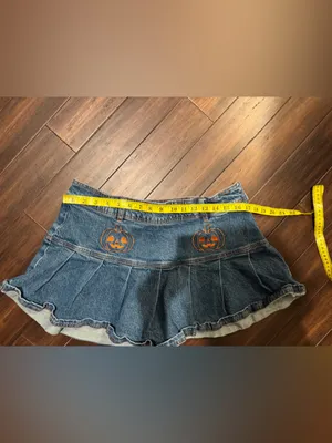 Sweet Society Denim Mini Skirt with Pumpkin Embroidery thumbnail 7