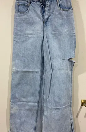 J.ING Faded Blue Denim Wide Leg Jeans thumbnail 1