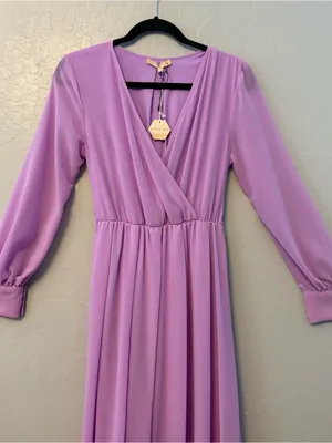 Pinkblush Ricarica lavender maternity long sleeve maxi dress medium NEW thumbnail 2