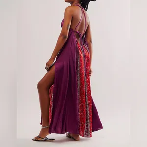 Intimately Free People Bohemian Nights Maxi Slip Dress in fiery red combo Size M thumbnail 2