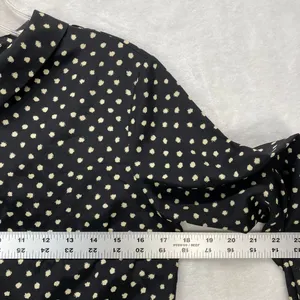 Coincidence & Chance Crop Top S‎ Black Cream Polka Dot LS Mock Neck Blouse thumbnail 2