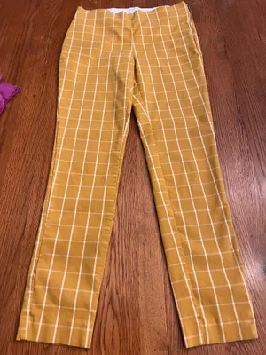 a new day Mustard Yellow Windowpane Plaid Pants thumbnail 1