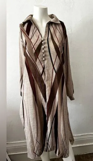 Vintage 70s Mary Martin Florida brown long sleeve tunic western maxi dress M thumbnail 1