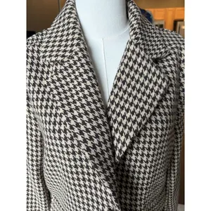 DAZY Women's Houndstooth Blazer Jacket Beige Brown Check Size S Small Preppy thumbnail 2