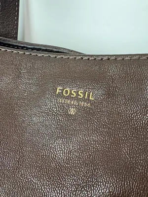 FOSSIL Gwen Shopper Tote Chocolate Brown Leather/Suede Shoulder Bag Convertible thumbnail 2