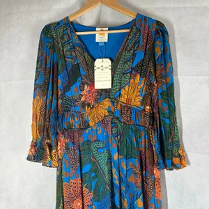 Anthropologie x Farm Rio Puff Sleeve Maxi Dress Size Small thumbnail 10
