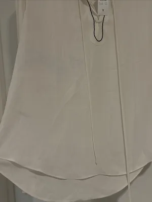 Ann Taylor Cream Long-Sleeve Lace-Up Blouse with Contrast Trim thumbnail 6