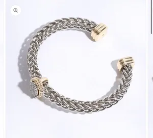 Two T Ponytail Eye Pave Bangle Bracelet Silver thumbnail 6
