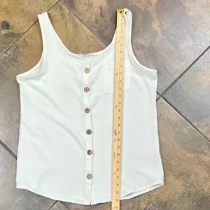 Diosun White Button Down Tank Top Medium thumbnail 5