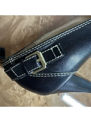Lauren Ralph Lauren Salma Black Leather Pumps Buckle Detail Women's 8B thumbnail 6