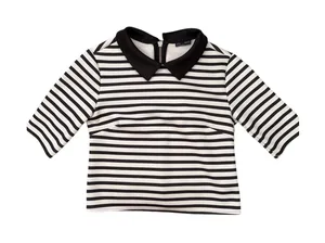 Zara W Collection‎ Striped Peter Pan Collar Crop Top Black White Back Zip Small thumbnail 1