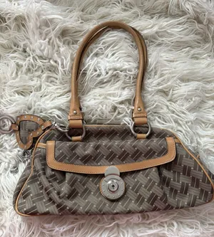 Vintage Nine West Y2K Brown Logo Frame Satchel Purse Charm thumbnail 1