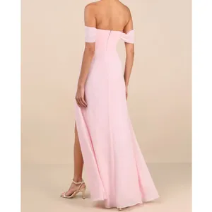 NEW Lulus Magical Magnetism Light Pink Off-the-Shoulder Chiffon Maxi Dress Small thumbnail 2