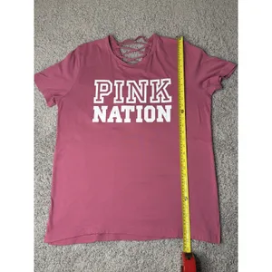 Victoria's Secret L PINK Nation Lace Up Short Sleeve T-Shirt Pink thumbnail 3