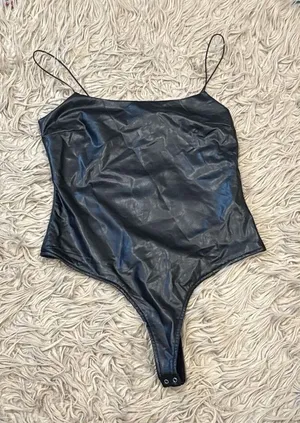 NWT Forever 21 bodysuit size large faux leather thumbnail 1