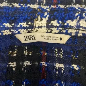 Zara Tweed Textured Mini Dress Size‎ S Small Raw Edge Oversized Check Button Up thumbnail 9