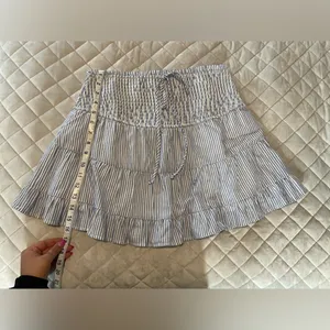Francesca’s Blue and white stripped skirt with gold accents thumbnail 5