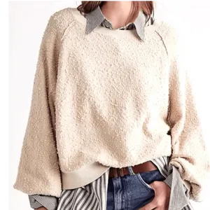 Free People Found‎ My Friend Sweater Small Cream Balloon Sleeve Knit Popcorn thumbnail 1