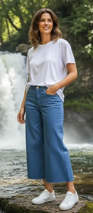Judy Blue Sky Blue High Waist‎ Tummy Control Wide Leg Jeans JB88843 C Size 11/30 thumbnail 1