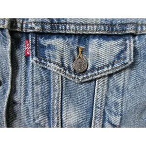 NWT Levi's Ex-Boyfriend Trucker Indigo Memory Embroidered Palm Tree Jacket S thumbnail 7