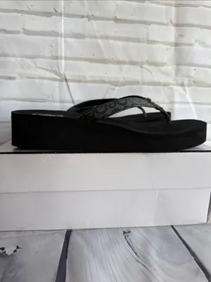 GBG Los Angeles Black Platform Flip Flop Wedge Sandals thumbnail 4