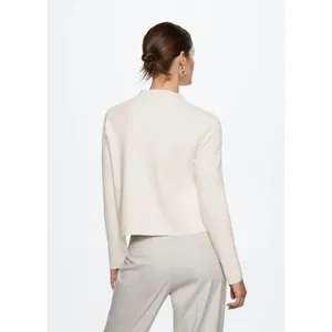Mango MNG Womens Cream White Mock Neck Ribbed Knit‎ Long Sleeve Sweater XS thumbnail 3