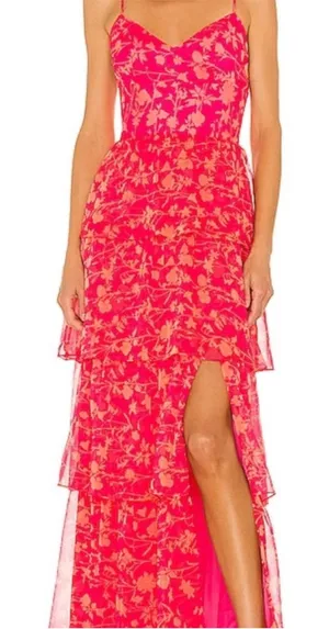 Amanda Uprichard Thaddea Maxi Dress ‎ Pink Floral Women's Dress thumbnail 1