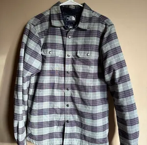 The North Face men’s purple and grey plaid insulated flannel thumbnail 1