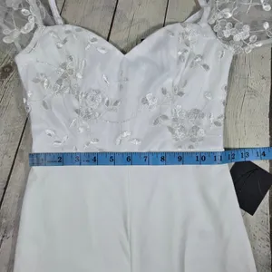 Lulus Darling Charisma White Mesh Embroidered Jumpsuit 9J2773 XS Wedding Bridal thumbnail 11