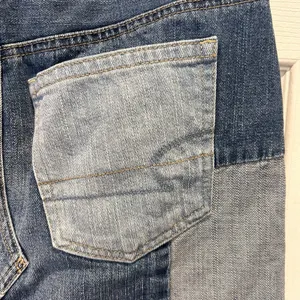 American‎ Eagle Patchwork Denim Mini Skirt Blue Cotton Frayed Hem Sz 4 Festival thumbnail 6