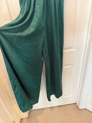 Emerald Green Spaghetti Strap Maxi Pantsuit Size L thumbnail 4