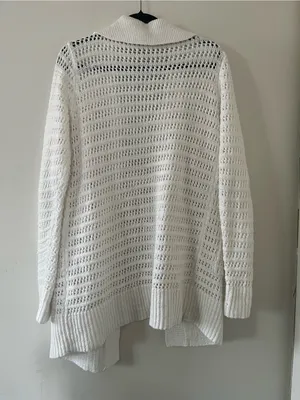 Cabi White Crochet Open Knit Cardigan Medium Coastal Fisherman Beachy Resort thumbnail 5