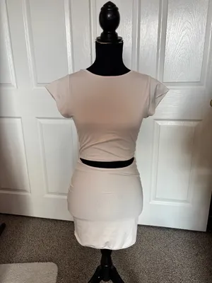 Cream Open Back Cutout Mini 2Piece Set Size Small thumbnail 2