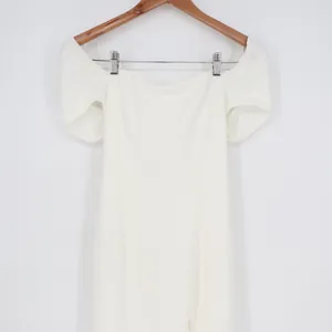Lulus White Off The Shoulder Puff Sleeve Maxi Dress Side Slit Size L Formal thumbnail 3