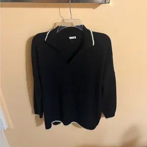 Mersea Marina Polo Sweater in Black/Sand thumbnail 2