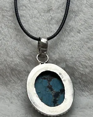 Turquoise Natural Gemstone 925 Silver Plated Gemstone Pendant Necklace thumbnail 5