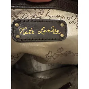 Kate Landry Brown Leather Tan Canvas Shoulder Bag Crest Braided Straps Boho thumbnail 6