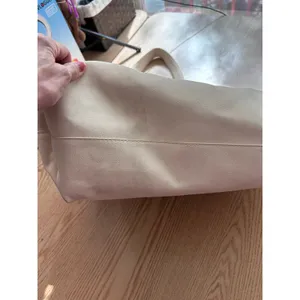 A New Day New Womens Universal Thread Faux Leather Look Handbag Purse Cream 15”x16” w/flaw thumbnail 14
