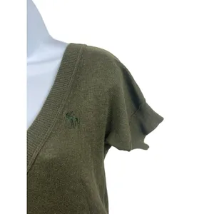 Y2K Abercrombie & Fitch Deep V-neck Short Sleeve Longer Length M Sweater READ thumbnail 6