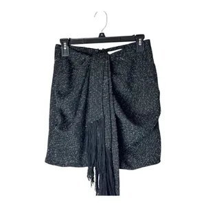 House Of CB Skirt Women Small‎ Black Tweed Draped Fringe Mini Sexy Preppy thumbnail 4