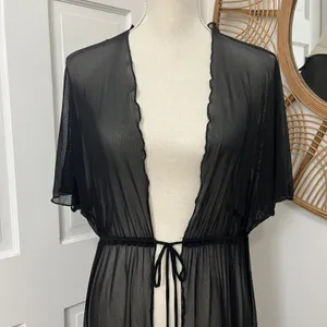 Windsor Black Sheer Maxi Mesh Duster OS Festival Goth Whimsigoth Layers Witchy thumbnail 2