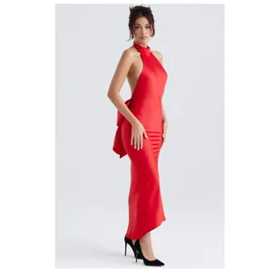 House of CB 'Ilaria' Red Bow Halter Dress from Size Small thumbnail 7